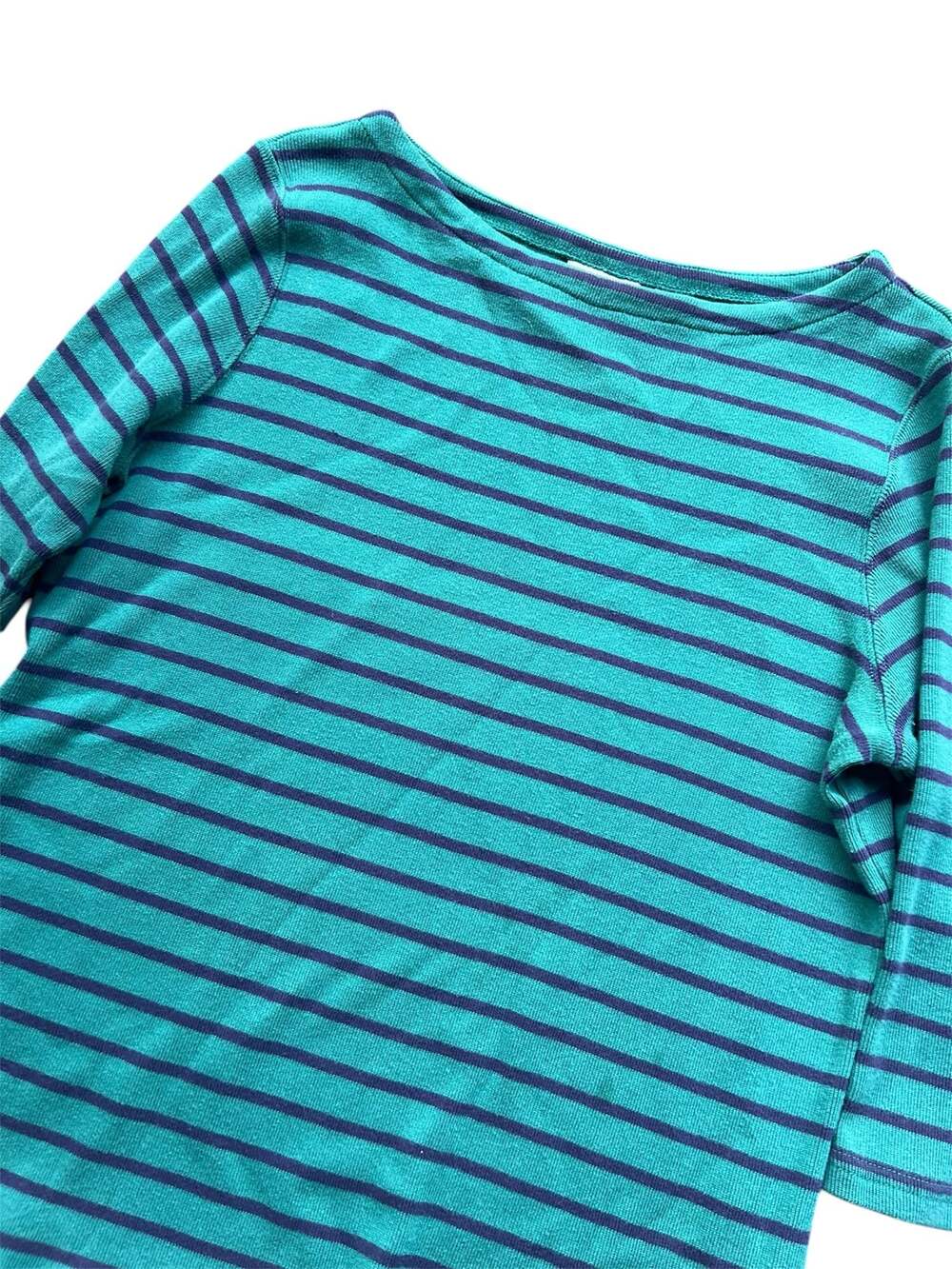 L.L.Bean Boatneck Ribbed Long-Sleeve Striped Top, Size 1X